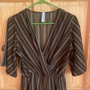 Pollux Brown Striped Jumpsuit Small